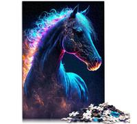 Puzzles pour Adultes 1000 pièces Animaux Cheval Galaxie Amusement en Famille Puzzles Soulagement du Stress Séjour Tuer Le Temps 10,27 po x 14,96 po pour Adolescents 14+