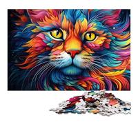 Puzzles pour Adultes 1000 pièces Animaux colorés Chat Jeu Stimulant Jouets Puzzle de Noël Cadeaux 1000 pièces (38 x 26 cm)
