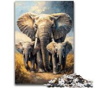 Puzzles pour Adultes 1000 pièces Animaux d'Afrique Éléphant Jeux éducatifs Décoration de la Maison Jeu éducatif pour Anniversaire, Noël 50x75cm