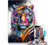 Puzzles pour Adultes 1000 pièces Animaux Tigres Colorés Entraînez Votre Cerveau et Vos Mains Idées Cadeaux 50x70cm