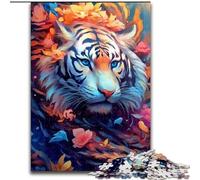 Puzzles pour Adultes 1000 pièces Animaux Tigres Colorés Puzzle en Carton Taille 38x26cm Cadeau Parfait pour la fête des mères, Les Anniversaires, Noël