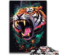 Puzzles pour Adultes 1000 pièces Anime Art Tigre 1000 pièces pour Adolescents, Anti-Stress Staycation Kill Time Interaction Parent-Enfant (50x75cm)