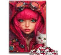 Puzzles pour Adultes 1000 pièces Anime Girl et Chat Aidez Le Cerveau à exercer des Jouets addictifs pour cultiver la Patience Une œuvre d'art 50x75cm