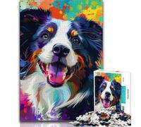 Puzzles pour Adultes 1000 pièces Aquarelle Border Collie, Jouet éducatif et décompressant, Cadeau d'anniversaire, Cadeaux (38x26cm)