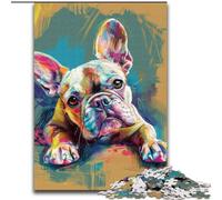 Puzzles pour Adultes 1000 pièces Aquarelle Bouledogue français, Aidez Le Cerveau à exercer des Jouets addictifs pour cultiver la Patience et améliorer la mémoire (Taille 26x38cm)