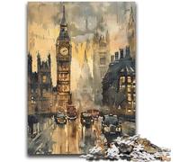 Puzzles pour Adultes 1000 pièces Aquarelle Londres Big Ben Anti-Stress Défi Difficile Chaque pièce est Unique - Jeu Familial Stimulant et Amusant 50x75cm