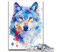 Puzzles pour Adultes 1000 pièces Aquarelle Loup Aidez Le Cerveau à exercer des Jouets addictifs pour cultiver la Patience Une œuvre d'art 38x26cm
