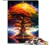 Puzzles pour Adultes 1000 pièces Arbre de Vie Cosmique en Bois, Casse-tête Haute difficulté pour Adolescents 50x75cm pour Jeu interactif en Famille