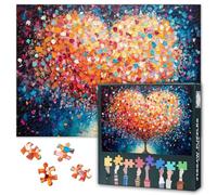 Puzzles pour adultes 1000 pièces - Arbre de vie - Puzzle de qualité supérieure pour adultes, arbre en forme de cœur avec éclaboussures colorées - Puzzle Jigsaw avec œuvre d'art vivante - 60 x 40 cm