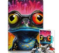 Puzzles pour Adultes 1000 pièces Art Animal Grenouille, Jouets éducatifs et Amusants à la Maison, Cadeaux d'anniversaire, Cadeaux de Voyage (38x26cm)