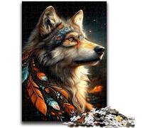 Puzzles pour Adultes 1000 pièces Art Animalier Loup Jeu Stimulant et Jeu Familial Décoration Murale Cadeaux d'anniversaire et de Noël Uniques 50x75cm