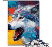 Puzzles pour Adultes 1000 pièces Art Animalier Loup, Jeux éducatifs Décoration d'intérieur Idéal comme Cadeau pour Toute la Famille (Taille 50x75cm)