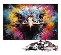 Puzzles pour Adultes 1000 pièces Art Animalier psychédélique coloré Autruche Jeu Stimulant Jouets Puzzle de Noël Cadeaux 1000 PCS (38x26cm)