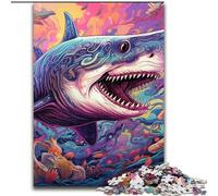 Puzzles pour Adultes 1000 pièces Art Animalier Requin Puzzle Jeu décoratif à Faire soi-même Stimulant pour Le Cerveau, Jouet interactif Familial (Taille : 50x75cm)