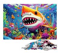 Puzzles pour Adultes 1000 pièces Art Animalier Requin Puzzles Décoration intérieure colorée et Jeu Familial interactif, 50x75cm / 19,68x29,52 Pouces