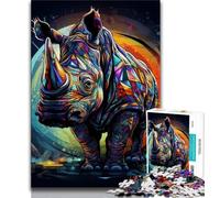 Puzzles pour Adultes 1000 pièces Art Animalier Rhinocéros, Jouets éducatifs et éducatifs pour la Famille, adaptés à la décoration de Bureau (38x26cm)