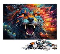 Puzzles pour Adultes 1000 pièces Art Animalier Tigre Puzzle psychédélique coloré pour Adultes Puzzle en Bois Décoration de la Maison 1000 pièces (75 x 50 cm)