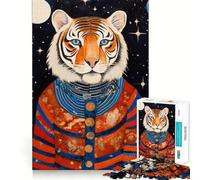 Puzzles pour Adultes 1000 pièces Art Animalier Tribal Tigre Jeu d'ajustement précis Casse-tête Cadeau Moment de détente et de Divertissement Cadeau Artistique de Noël (38x26cm)