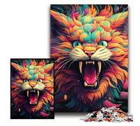 Puzzles pour Adultes 1000 pièces Art coloré Chat psychédélique Puzzles Difficiles pour Adultes 26x38cm Activités Amusantes à la Maison, Cadeau d'anniversaire, Cadeaux de Voyage