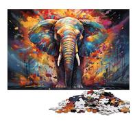 Puzzles pour Adultes 1000 pièces Art coloré Éléphant Animal Puzzle découpé avec précision Bon Cadeau 1000 PCS (75x50cm)