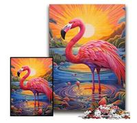 Puzzles pour Adultes 1000 pièces Art coloré Flamingo Puzzles pour Adultes Taille 26x38cm Cadeau Parfait pour Les Parents, Les Amoureux, Les Amis - 14 Ans et Plus