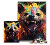 Puzzles pour Adultes 1000 pièces Art coloré Hyène Puzzles Difficiles pour Adultes 26x38cm Activités Amusantes à la Maison, Cadeau d'anniversaire, Cadeaux de Voyage