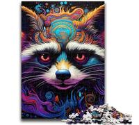Puzzles pour Adultes 1000 pièces Art coloré Raton Laveur 1000 pièces pour Adolescents, Jouet éducatif, Jeux familiaux Amusants, décoration d'intérieur Unique 50x75cm