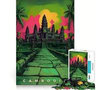 Puzzles pour Adultes 1000 pièces Art de Propagande cambodgien Jeu d'ajustement précis Casse-tête Cadeau Moment de détente et de Divertissement Cadeau Artistique de Noël (38x26cm)