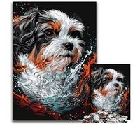 Puzzles pour Adultes 1000 pièces Art du Chien Bichon Havanais Puzzles en Bois pour Adultes Cadeau de Vacances Parfait pour Noël, Halloween, Pâques, Nouvel an 50x75cm/19,68x29,52 Pouces
