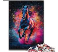 Puzzles pour Adultes 1000 pièces Art Graffiti Cheval, Convient aux 14 Ans et Plus Jeux éducatifs à Domicile Jouets DIY Illustration Cadeau (Taille 50x75cm)