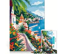 Puzzles pour Adultes 1000 pièces,Art Italien Amalfi,décoration soignée,Jeu de logique et d'adresse,Divertissement Occasionnel,Cadeau d'anniversaire (38x52cm)