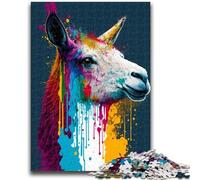 Puzzles pour Adultes 1000 pièces Art Neon Alpaga Difficile à compléter mais Amusant et Humoristique avec Affiche et fiche de Questions-réponses Assorties 50x75cm
