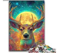 Puzzles pour Adultes 1000 pièces Art psychédélique de cerf visionnaire, Aide Le Cerveau à exercer des Jouets addictifs pour cultiver la Patience Décoration Parfaite 38x52cm