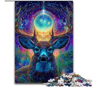 Puzzles pour Adultes 1000 pièces, Art psychédélique et visionnaire du cerf, activité à Domicile pour Les Vacances, Les Anniversaires et Les soirées de Jeux en Famille (Taille 50x75cm)