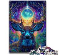 Puzzles pour Adultes 1000 pièces Art psychédélique visionnaire de cerf pour Les 14 Ans et Plus Jouet éducatif intellectuel décompressant Excellent Cadeau 38x26cm