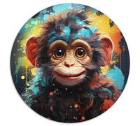 Puzzles pour Adultes 1000 pièces Art Singe Puzzle Rond en Carton Un Casse-tête Stimulant pour Les Adolescents, Parfait pour la décoration intérieure ou comme Cadeau (67,5 x 67,5 cm)
