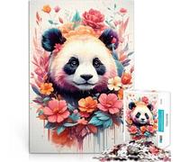 Puzzles pour Adultes 1000 pièces Art Vintage de Panda coloré Défi Difficile pour soulager Le Stress décoration Murale 75x50cm