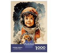 Puzzles pour Adultes 1000 Pièces Astronaut Boy and Dog Puzzles pour Adultes, Jeu De Réflexion, Cadeaux pour Femmes, Activités Amusantes À La Maison 52x38cm/1000pcs