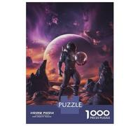 Puzzles pour Adultes 1000 Pièces Astronaut on Alien Planet Puzzles pour Adultes Jeux De Famille Cadeau d'anniversaire Stimule Le Cerveau 52x38cm/1000pcs
