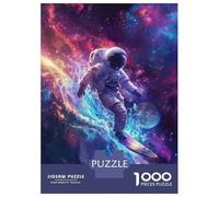 Puzzles pour Adultes 1000 Pièces Astronaut Surfing in Space Puzzle Adulte Jeux Amusants Analyse Et Logique Idéal comme Cadeau pour Toute La Famille 52x38cm/1000pcs