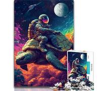 Puzzles pour Adultes 1000 pièces Astronaute chevauchant Une Tortue Puzzle Adulte, défi Difficile à Offrir en Cadeau à Toute la Famille (Taille 75x50cm)