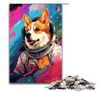 Puzzles pour Adultes 1000 pièces Astronaute Corgi Bébé Puzzle Familial Amusant Excellent Cadeau pour Les Adolescents de 14 Ans et Plus 75x50cm