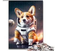 Puzzles pour Adultes 1000 pièces Astronaute Corgi en Bois, Convient pour Les Anniversaires, Halloween, Thanksgiving, Pâques 50x75cm Fête d'anniversaire pour Hommes Femmes