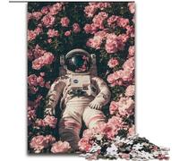 Puzzles pour Adultes 1000 pièces Astronaute dans la mer de Fleurs Défi d'intelligence cérébrale Jouets addictifs Cadeau d'anniversaire, Cadeaux, Décoration Murale (Taille 50x75cm)