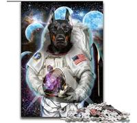 Puzzles pour Adultes 1000 pièces Astronaute Doberman Chien Puzzles Taille 26x38cm Idée Cadeau d'anniversaire, Jeu de réflexion Stimulant