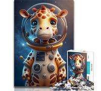 Puzzles pour Adultes 1000 pièces Astronaute Espace Girafe Puzzle Adulte Jouet éducatif intellectuel décompressant Cadeau d'anniversaire 75x50cm