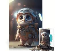 Puzzles pour Adultes 1000 pièces Astronaute Espace Hibou Jeu de logique à Bords Nets Jeu Lent et Amusant Scène de Noël Art (38x26cm)