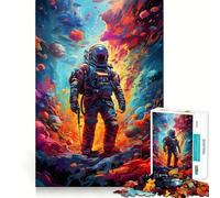 Puzzles pour Adultes 1000 pièces Astronaute Espace Sauvage Jeu de logique aux Bords Nets Jeu Lent et Amusant Scène de Noël Art (50x75cm)