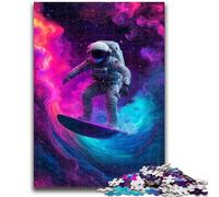 Puzzles pour Adultes 1000 pièces Astronaute Espace Surf Jeux éducatifs Jouets DIY Idéal comme Cadeau pour Toute la Famille 50x75cm