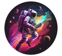 Puzzles pour Adultes, 1000 pièces, Astronaute Jouant de la Guitare, Puzzles Ronds en Papier, Cadeau pour Hommes et Femmes, pour Tous Les Jours et Occasions spéciales (Taille 67,5 x 67,5 cm)